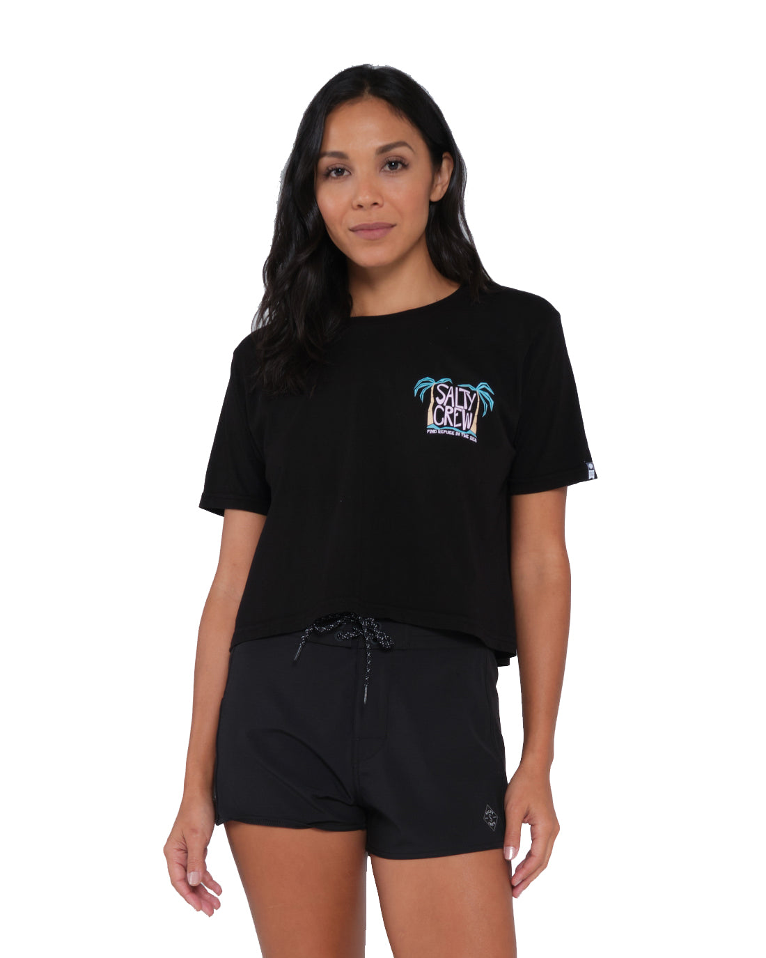 Salty Crew Postcard Crop Tee Black M