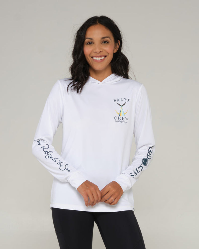 Salty Crew Tailed Hooded Sun Shirt WHT L