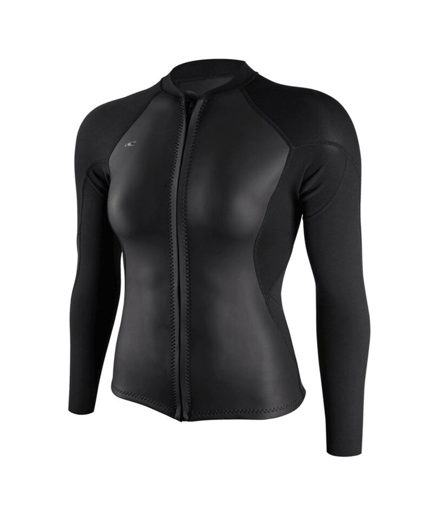 O Neill Bahia 1.5mm Womens Front Zip Wetsuit Jacket FQ9-Glide Black-Black-Black 6
