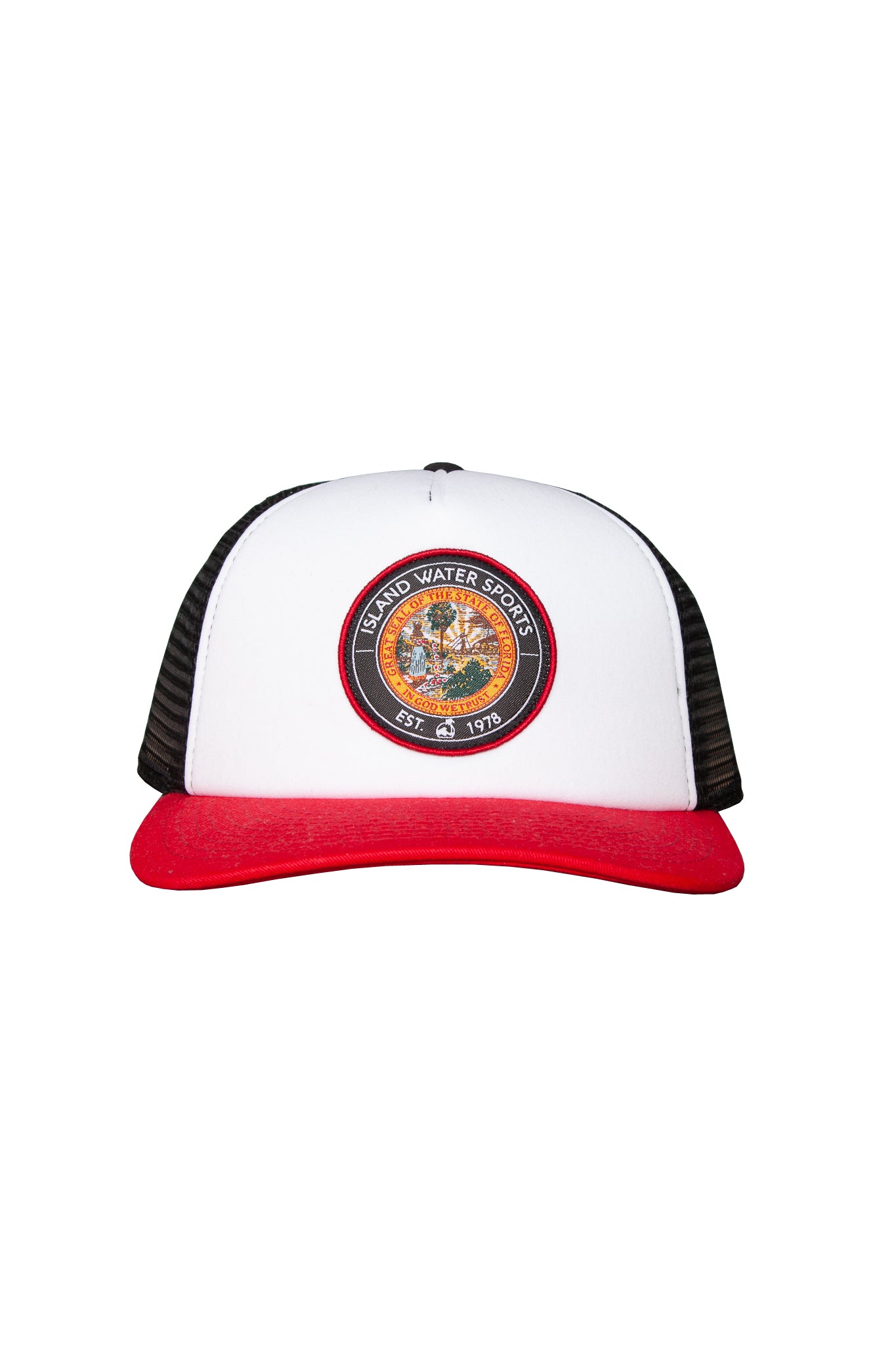 Island Water Sports Seal of Florida Trucker Hat Red/White/Black OS
