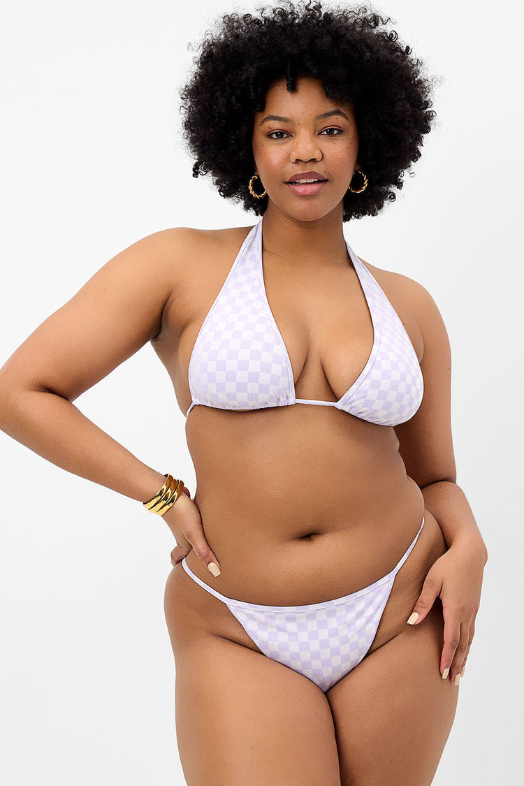 Frankies Bikinis Harmony Checkered Jacquard Bikini Bottom PRPC-PurpleCheck M