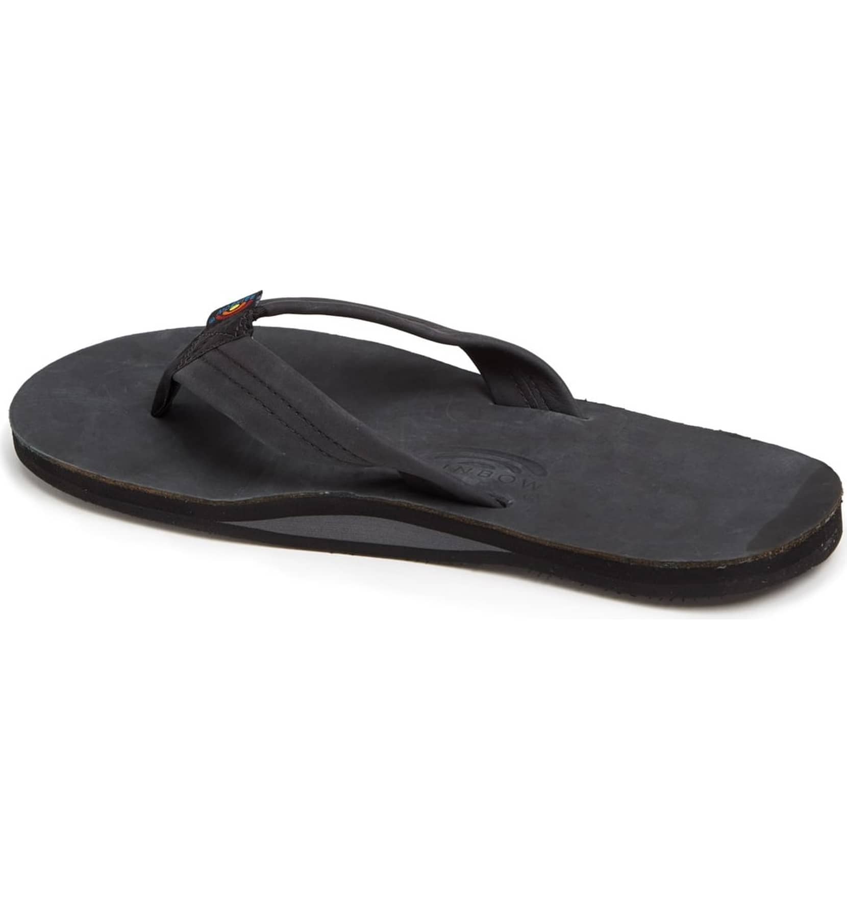 Rainbow Single Layer Leather Mens Sandal Classic Black XXL