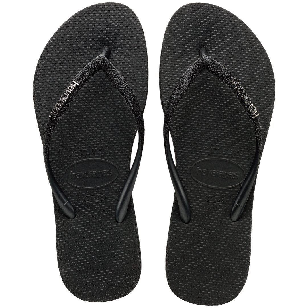 Havaianas Slim Sparkle Me Womens Sandals 0090-Black 9