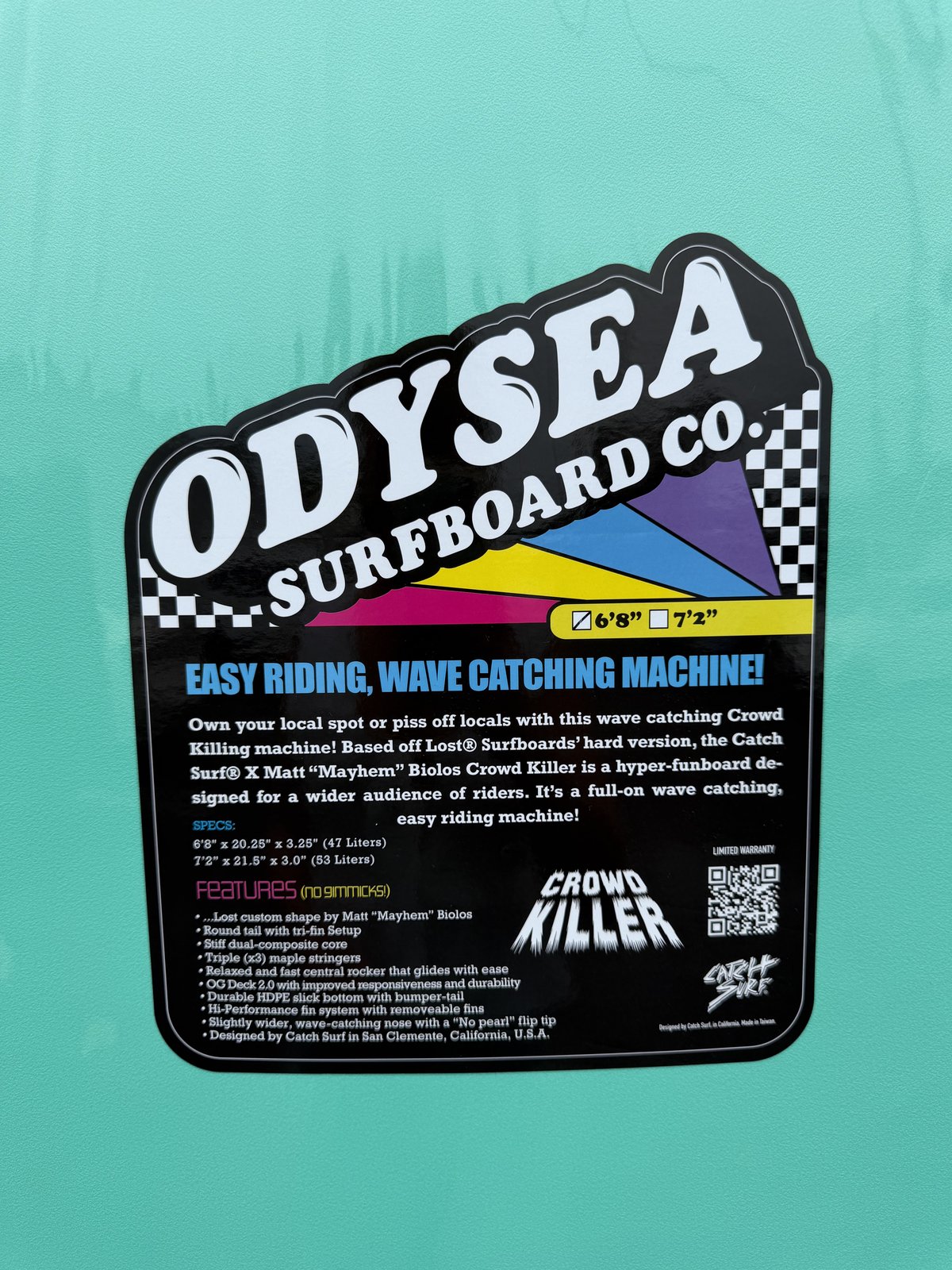 Odysea X Lost Crowd Killer Turquoise25 6ft8in