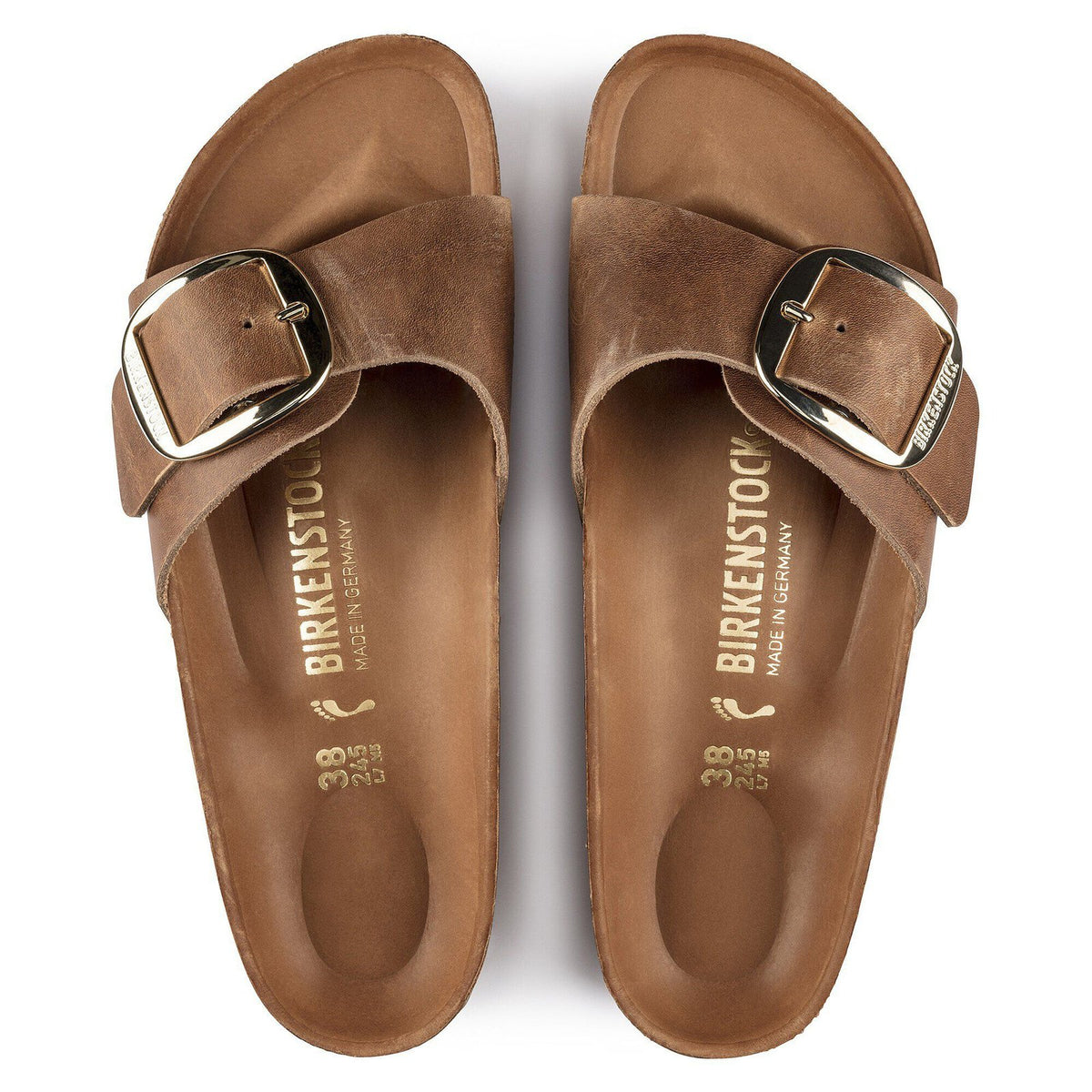 Birkenstock Madrid Big Buckle Womens Sandal Oiled Leather-Cognac 8