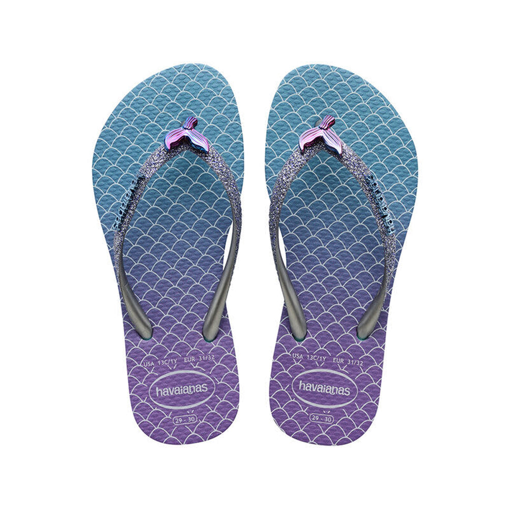 Havaianas Kids Slim Glitter Girls Sandal 0031-Blue 13 C