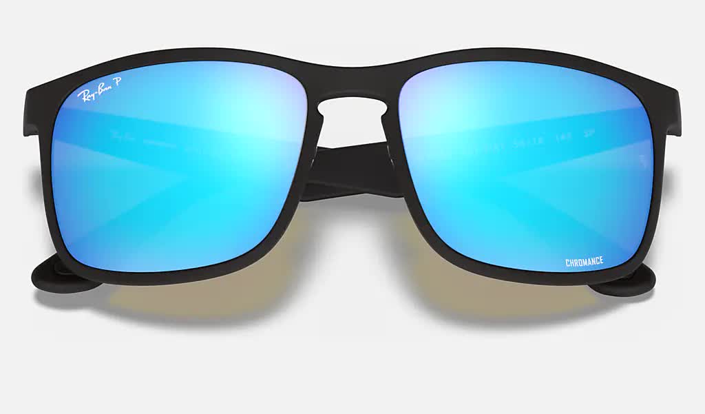 Ray Ban RB4264 Polarized Sunglasses MatteBlack GreenMirrorBlue Square