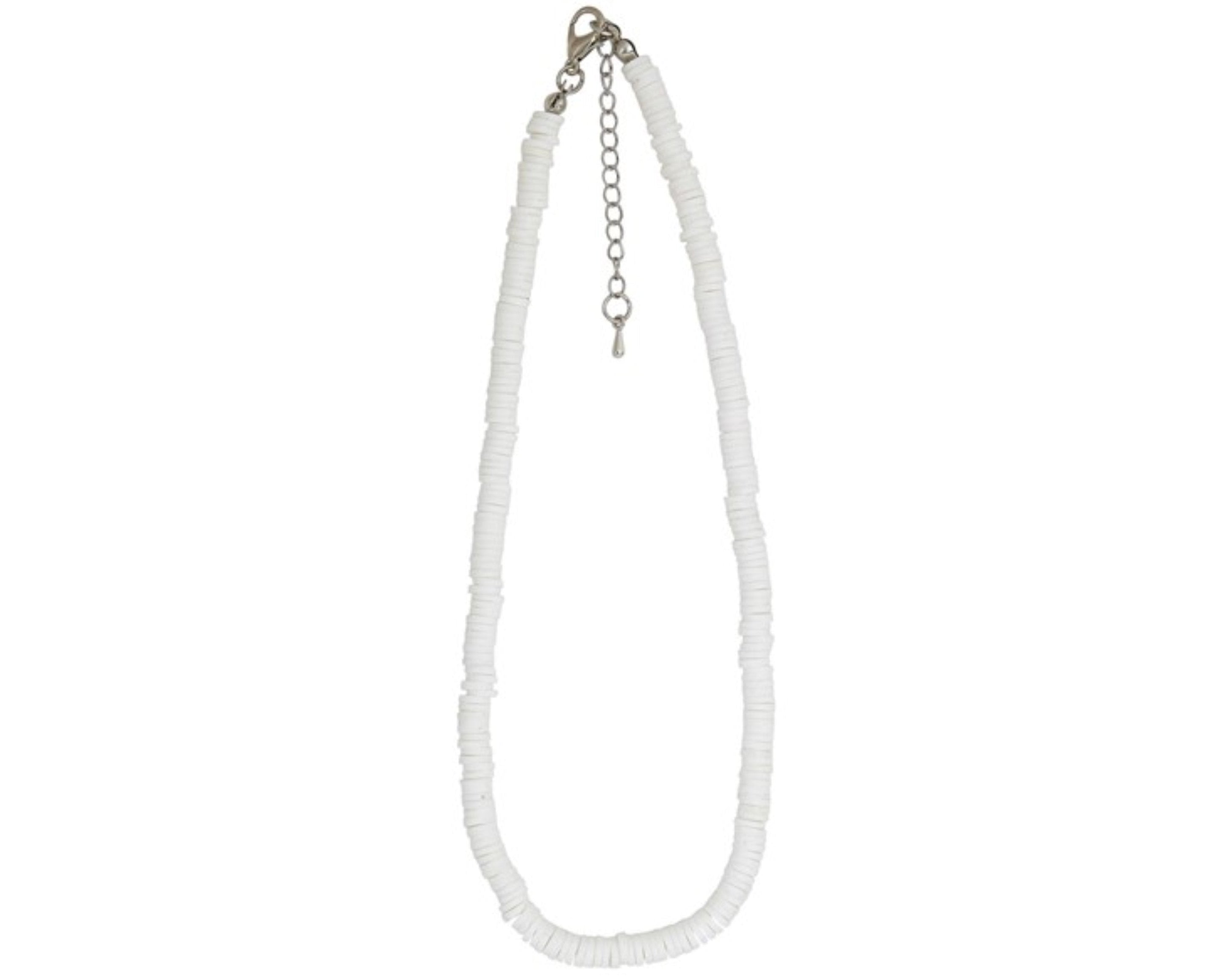 Cruz 14" White Fimo Clam Disc Choker Necklace