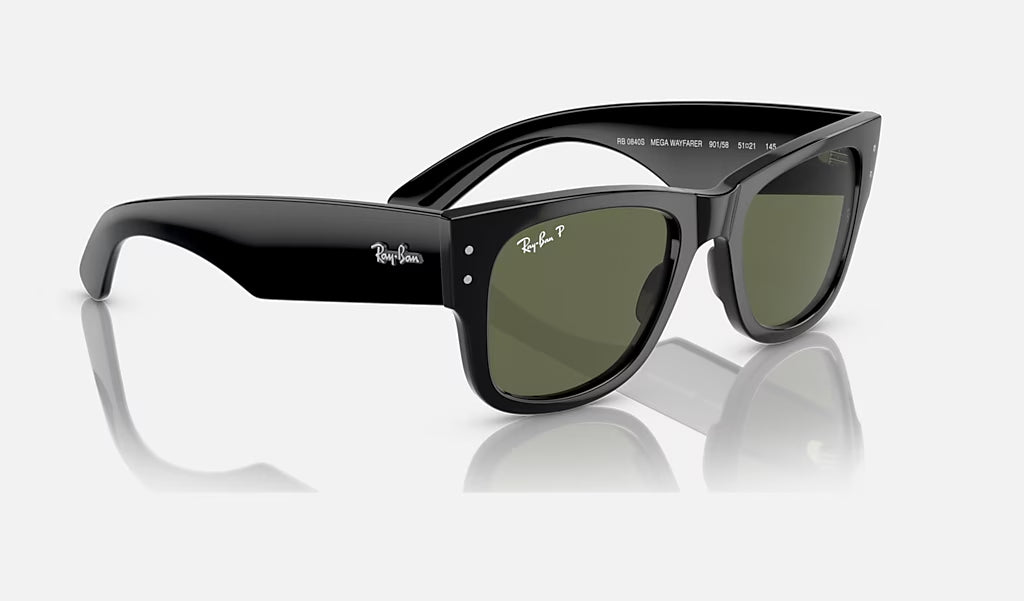 Ray Ban Mega Wayfare Polarized Sunglasses Black Green