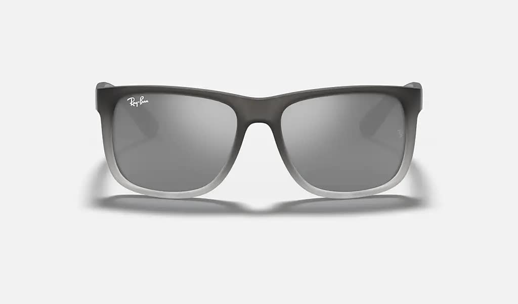 Ray Ban Justin Polarized Sunglasses RubberGrey/Transparent GreySilverMirror Wayfarer