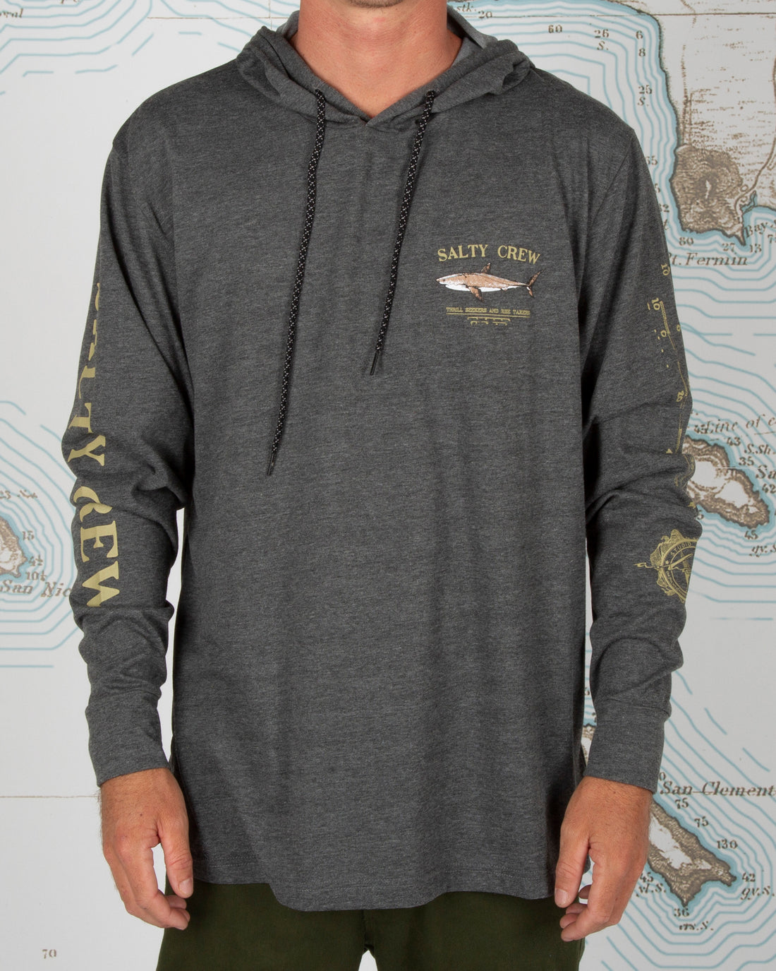 Salty Crew Bruce Hood Tech Tee Charcoal M