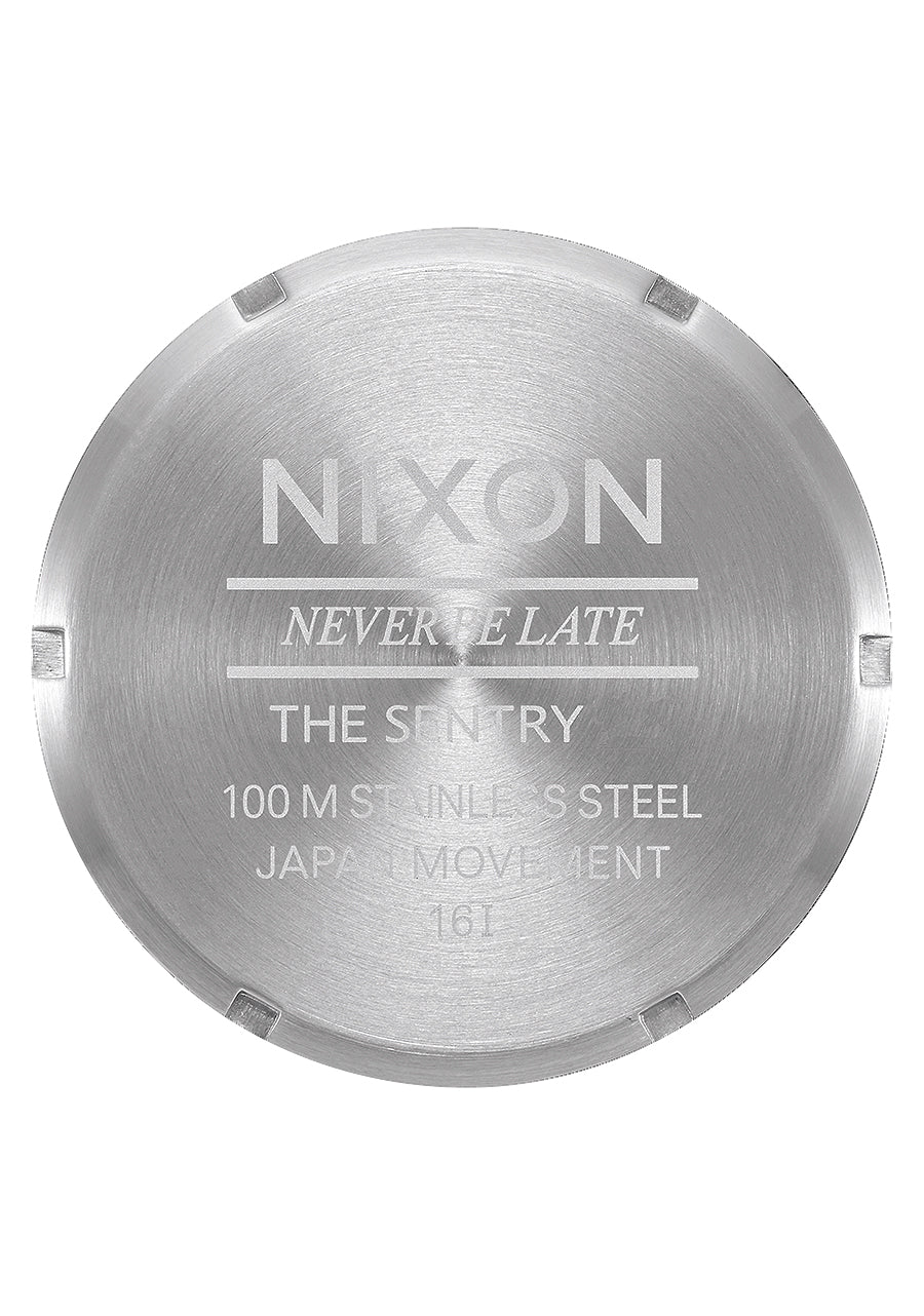 Nixon The Sentry Leather Watch 5158-Silver-Dusty Blue-Dark Forest