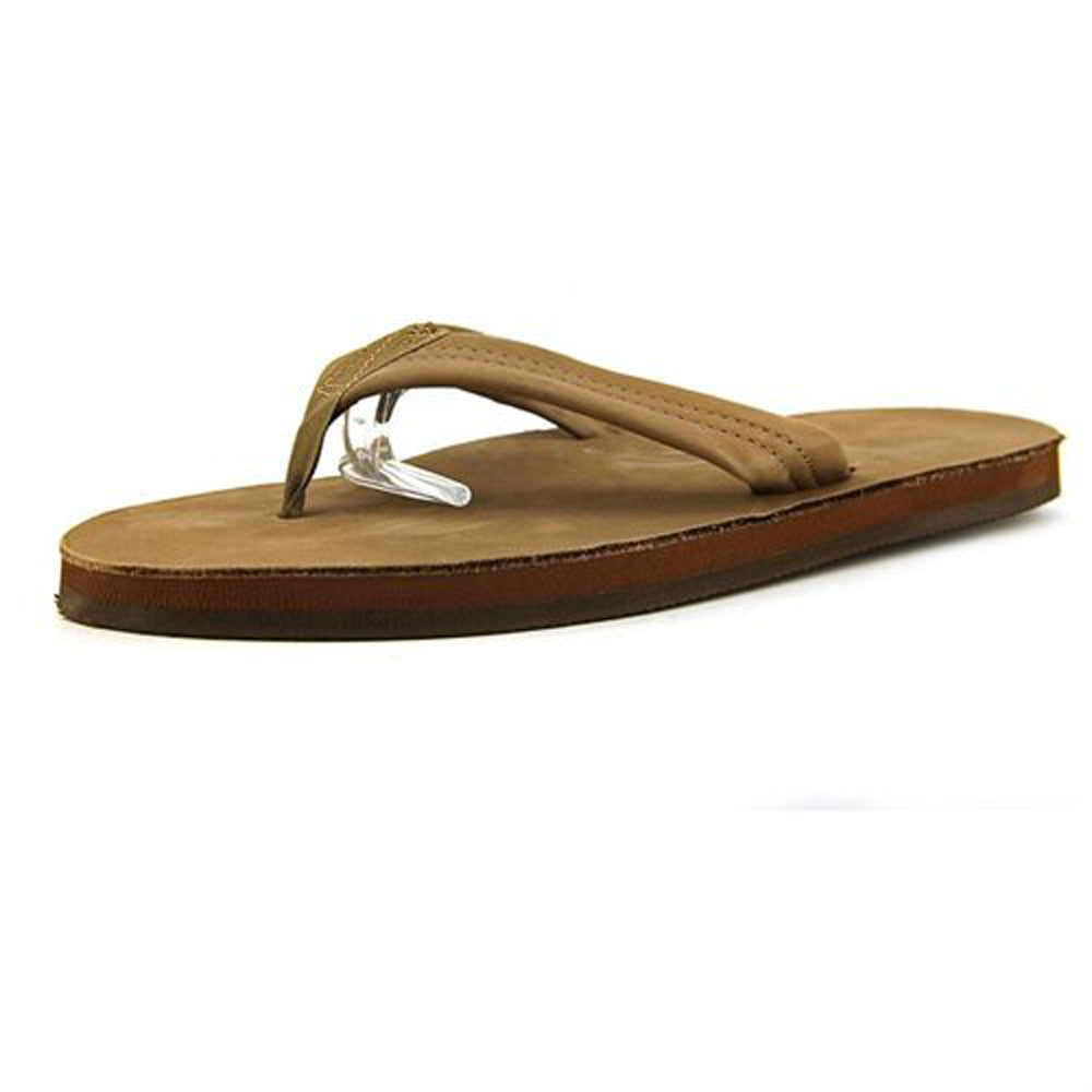 Rainbow Single Layer Leather Mens Sandal Dark Brown XL