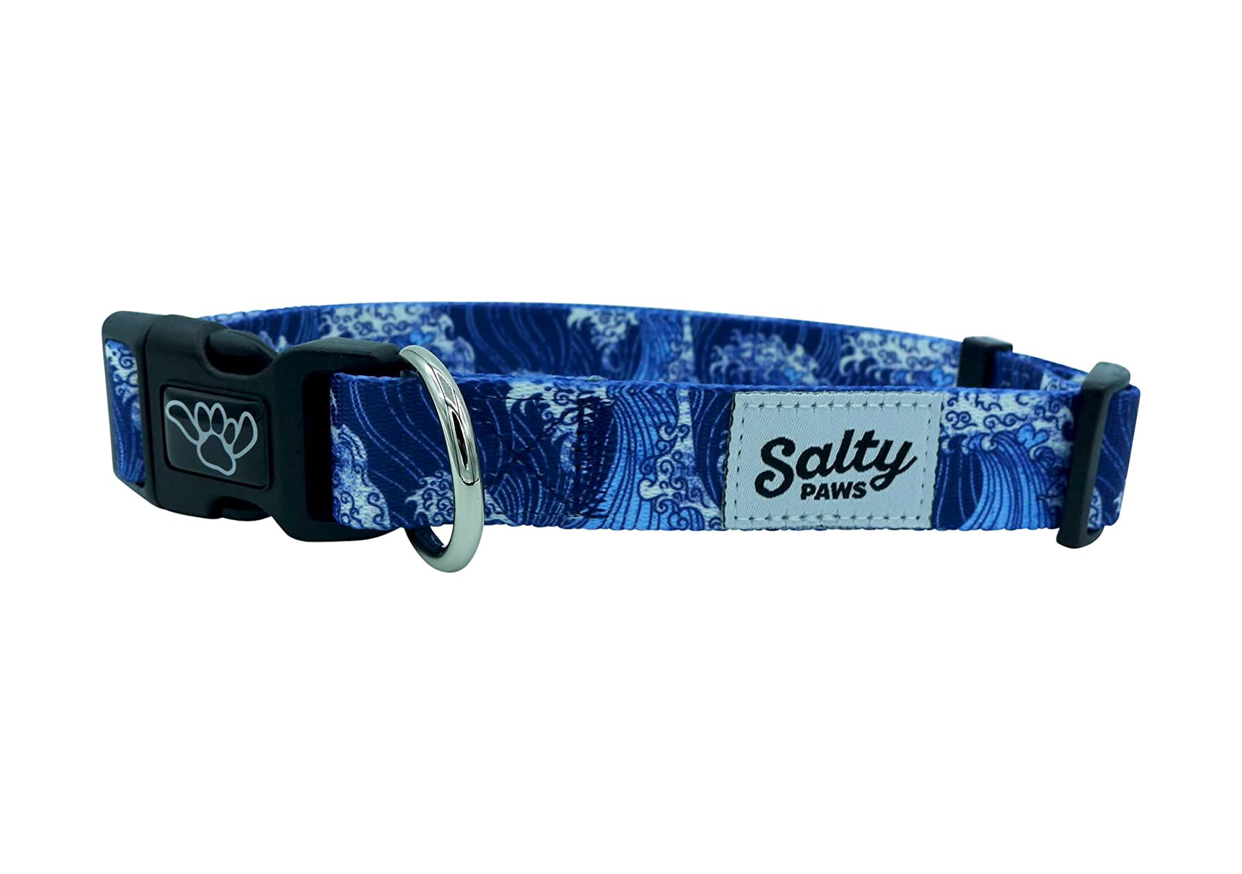 Salty Paws Surfing Dog Collar | Designs for Beach Dogs, Floral, Fishing, Surfing, Hawaiian, BlueWave M