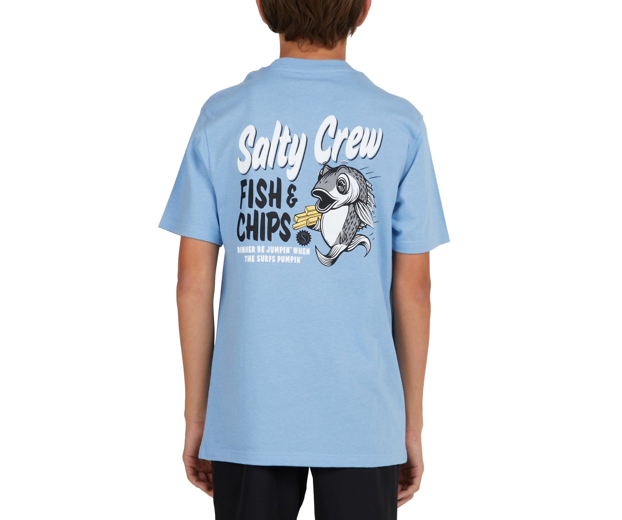 Salty Crew Fish and Chips Boys SS Tee MarineBlue L