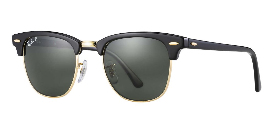 Ray Ban Polarized Clubmaster Sunglasses Black Crystal Green Rimless