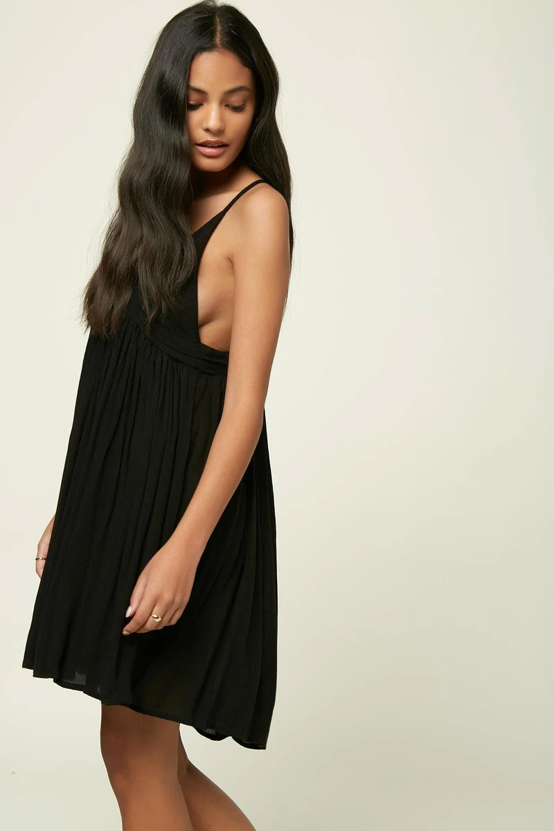 O'neill Saltwater Solids Stripe Tank Dress BLK-Black L