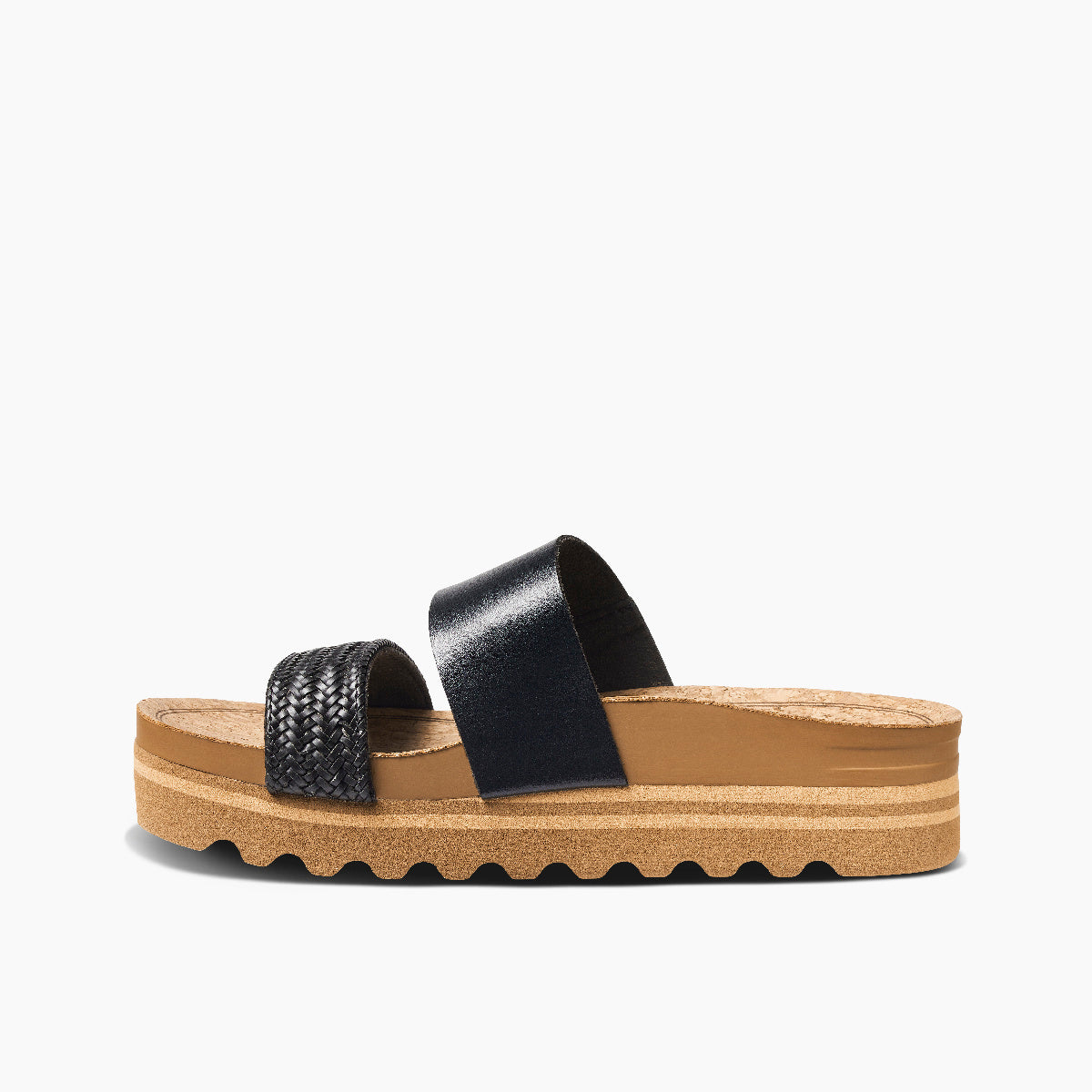 Reef Cushion Vista Hi Womens Sandal Black Braid 7.5