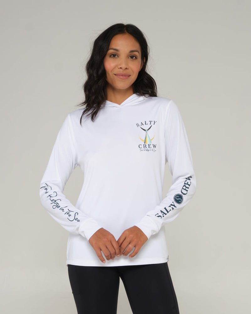 Salty Crew Tailed Hooded Sun Shirt WHT L