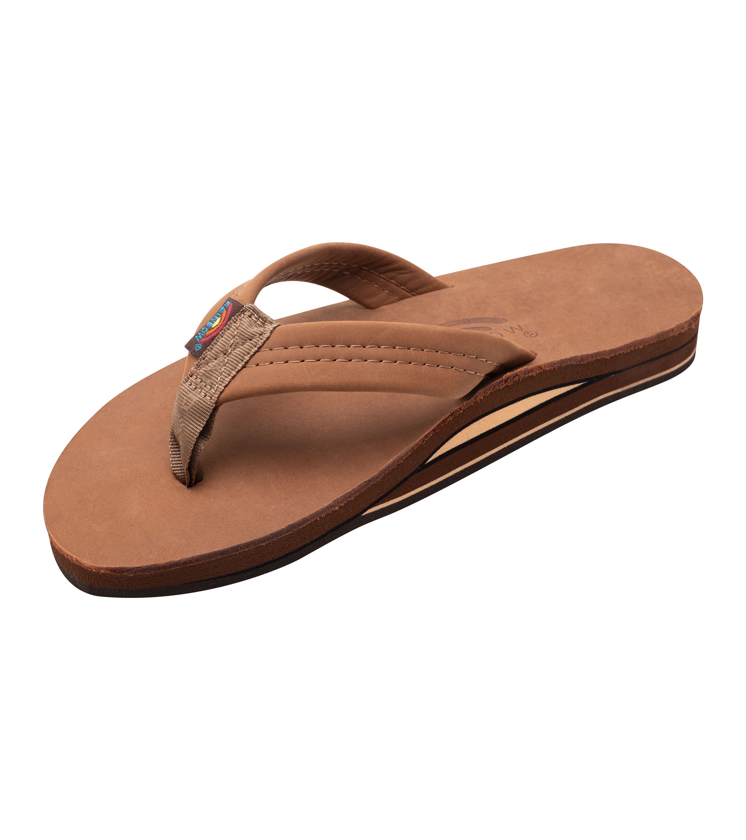 Rainbow Single Layer Leather Mens Sandal Redwood M