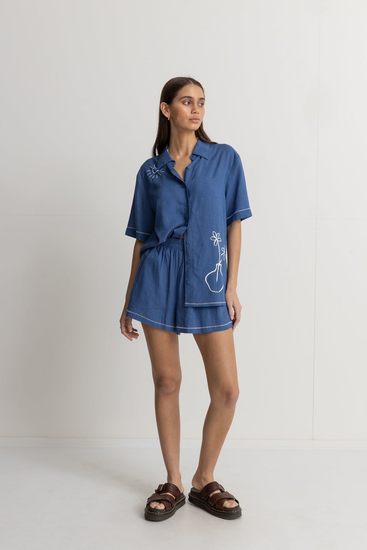 Rhythm Bobby Short Sleeve Shirt BLU L