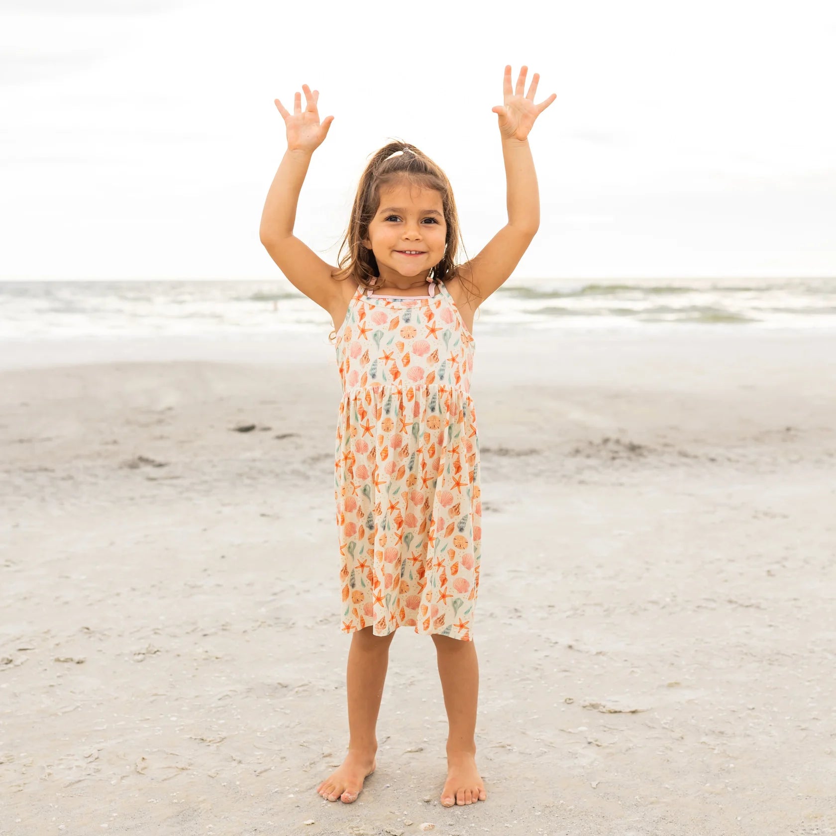 Emerson Sandy Seashells Bamboo Sundress BEIGE/MULTI 4/5T