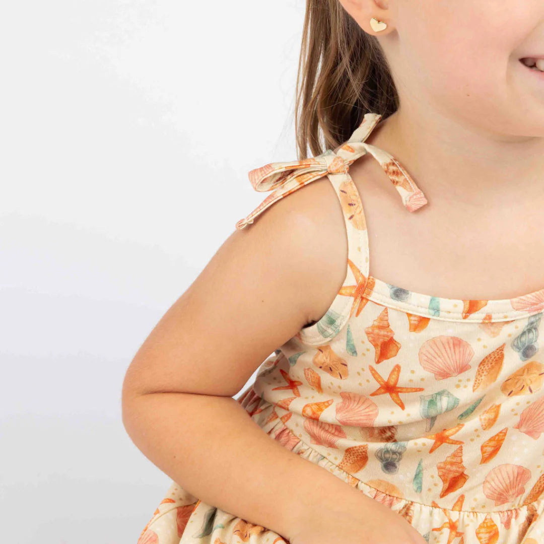 Emerson Sandy Seashells Bamboo Sundress BEIGE/MULTI 4/5T