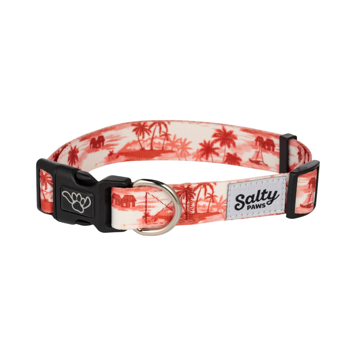 Salty Paws Surfing Dog Collar | Designs for Beach Dogs, Floral, Fishing, Surfing, Hawaiian, Red Aloha Shirt L