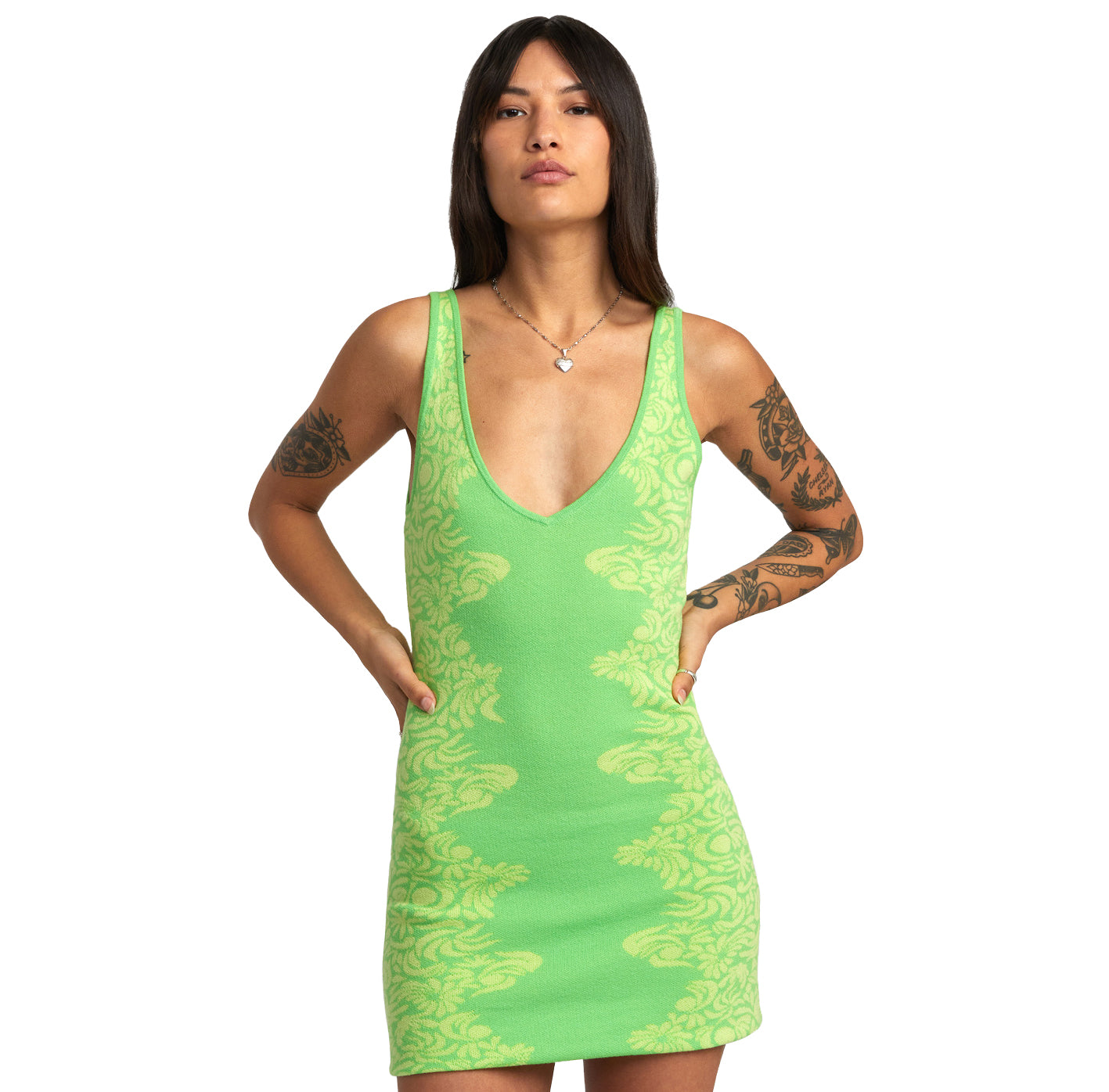 RVCA Mai Tai Sweather Dress GJS0-Green Flash XS