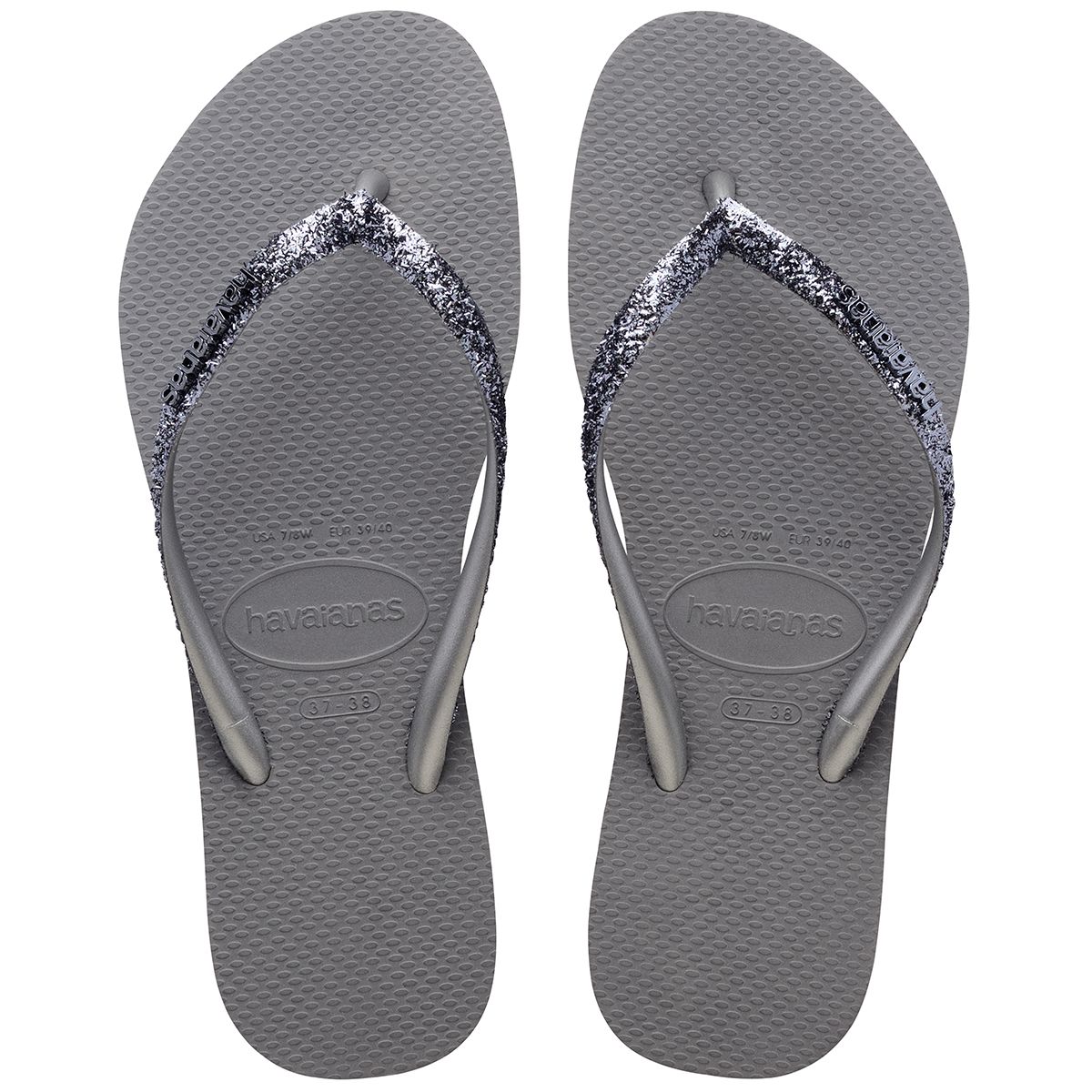 Havaianas Slim Glitter 2 Womens Sandal 5178-Steel Grey 7