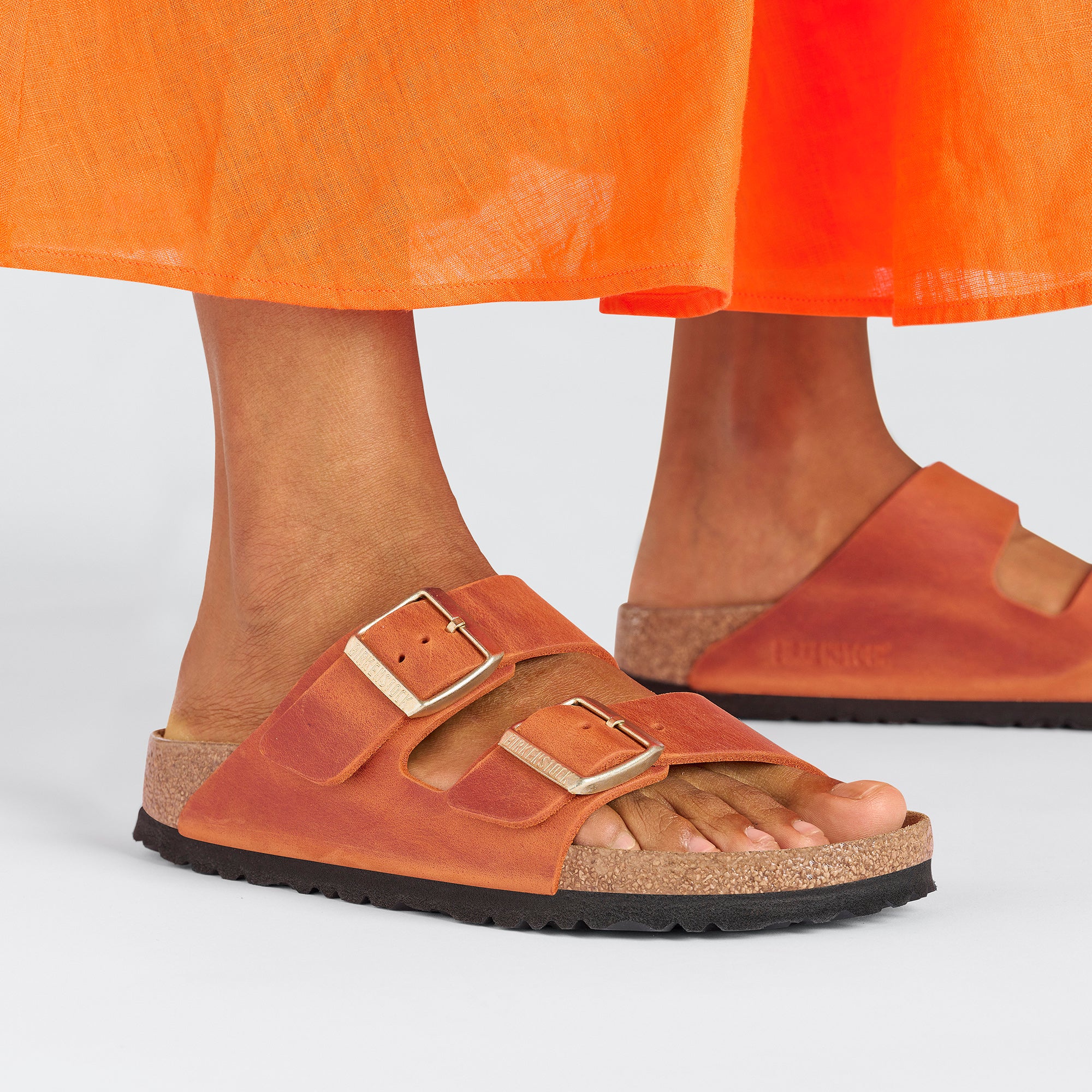 Birkenstock Arizona Womens Sandal Oiled Leather-Burnt Orange 7