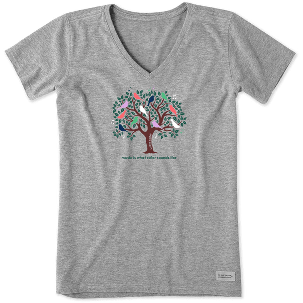 Life Is Good Crusher Vee Music Color Tree Tee  HTHGRY S