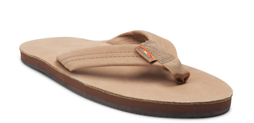 Rainbow Single Layer Leather Mens Sandal Sierra Brown M