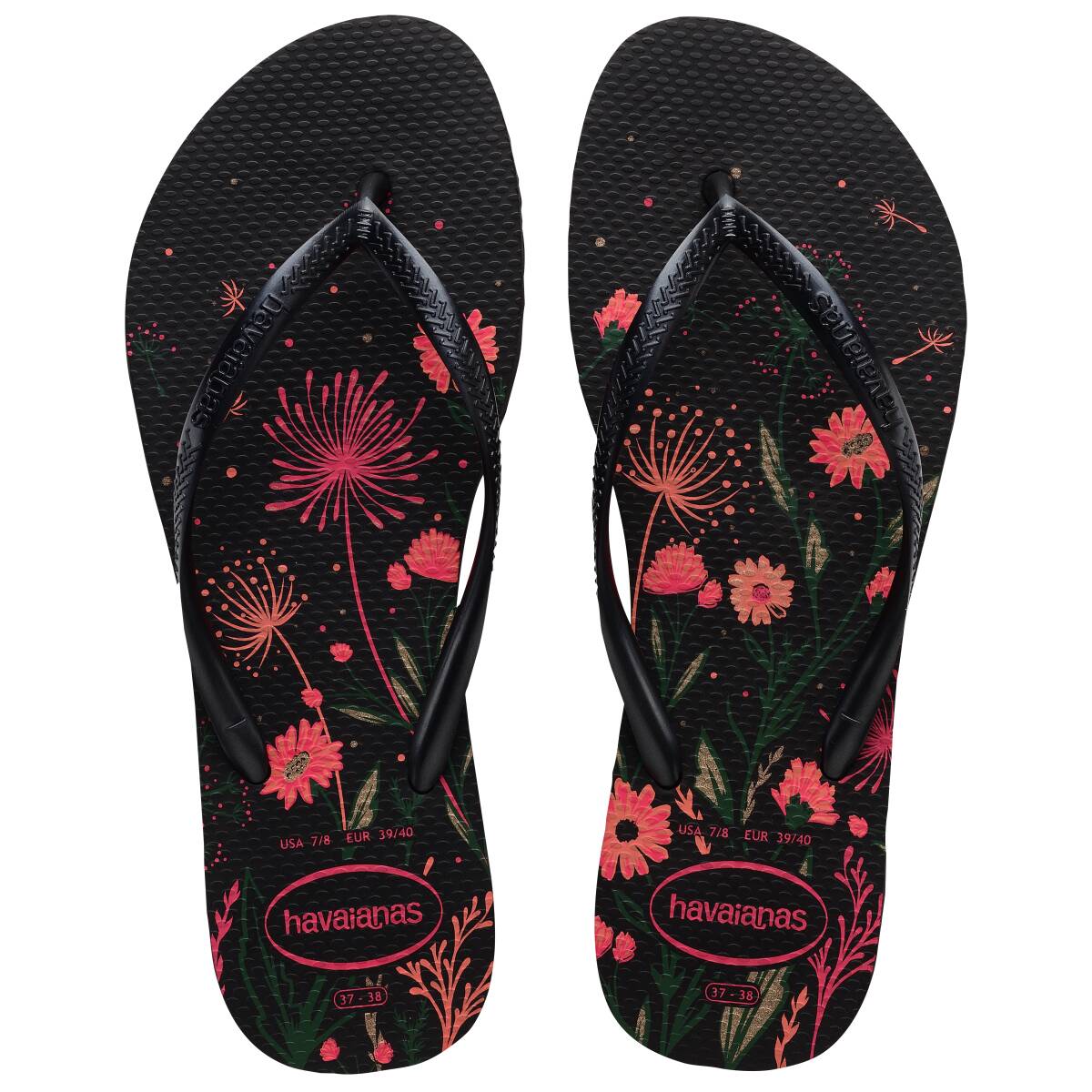 Havaianas Slim Organic Womens Sandal 1191-Black-Pink 11