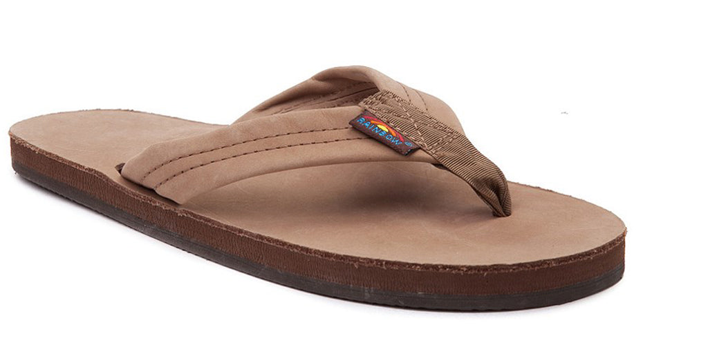 Rainbow Single Layer Leather Womens Sandal Dark Brown S