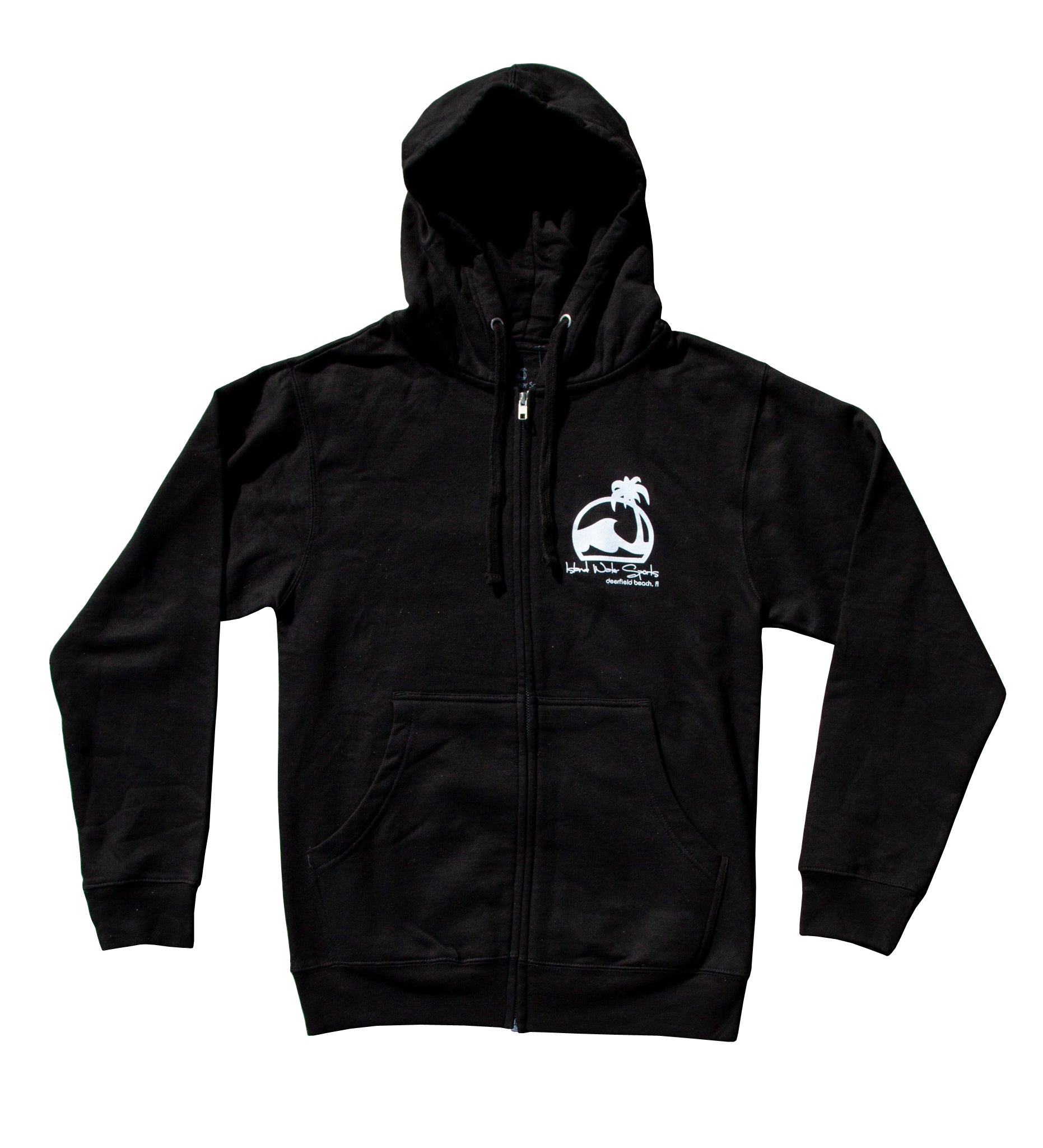 Island Water Sports Script Zip Up Hooded Sweatshirt Black-White M