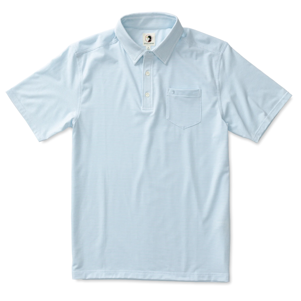 Duck Head Chapman Striped Polo Sky Blue XXL