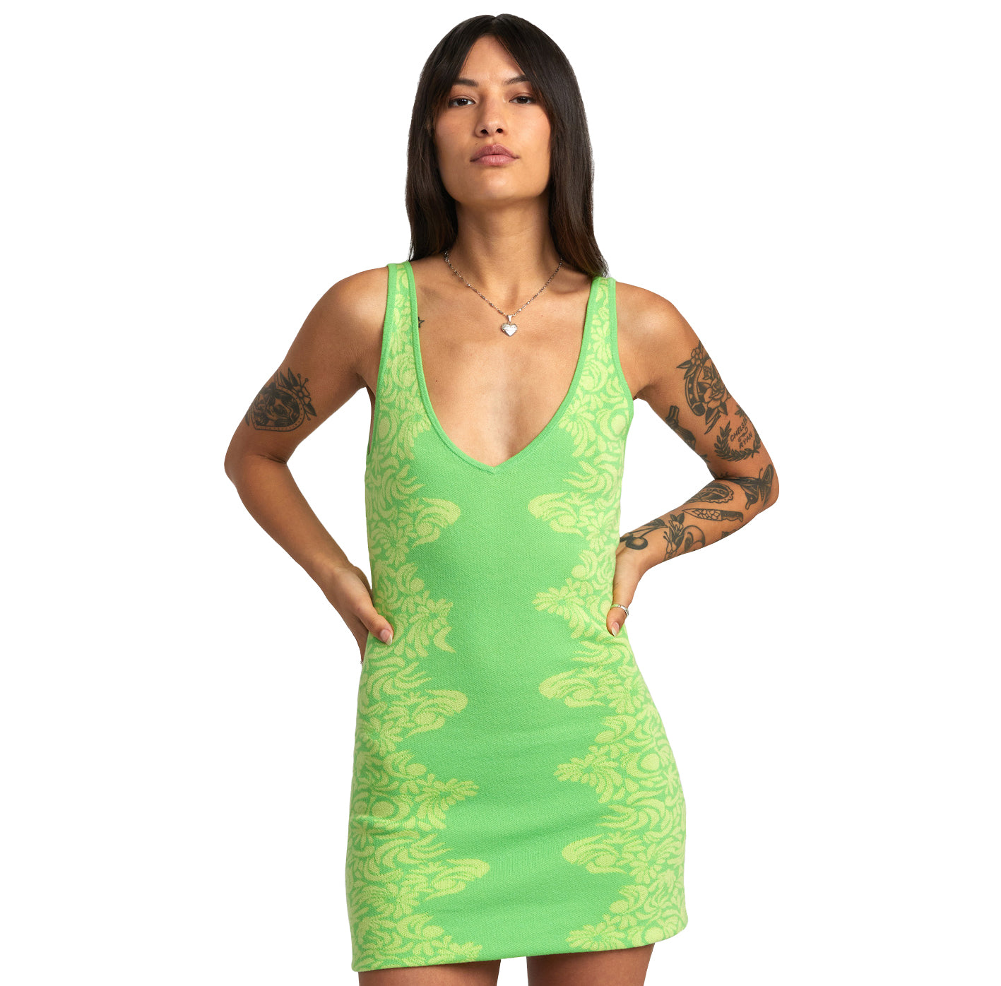 RVCA Mai Tai Sweather Dress GJS0-Green Flash M
