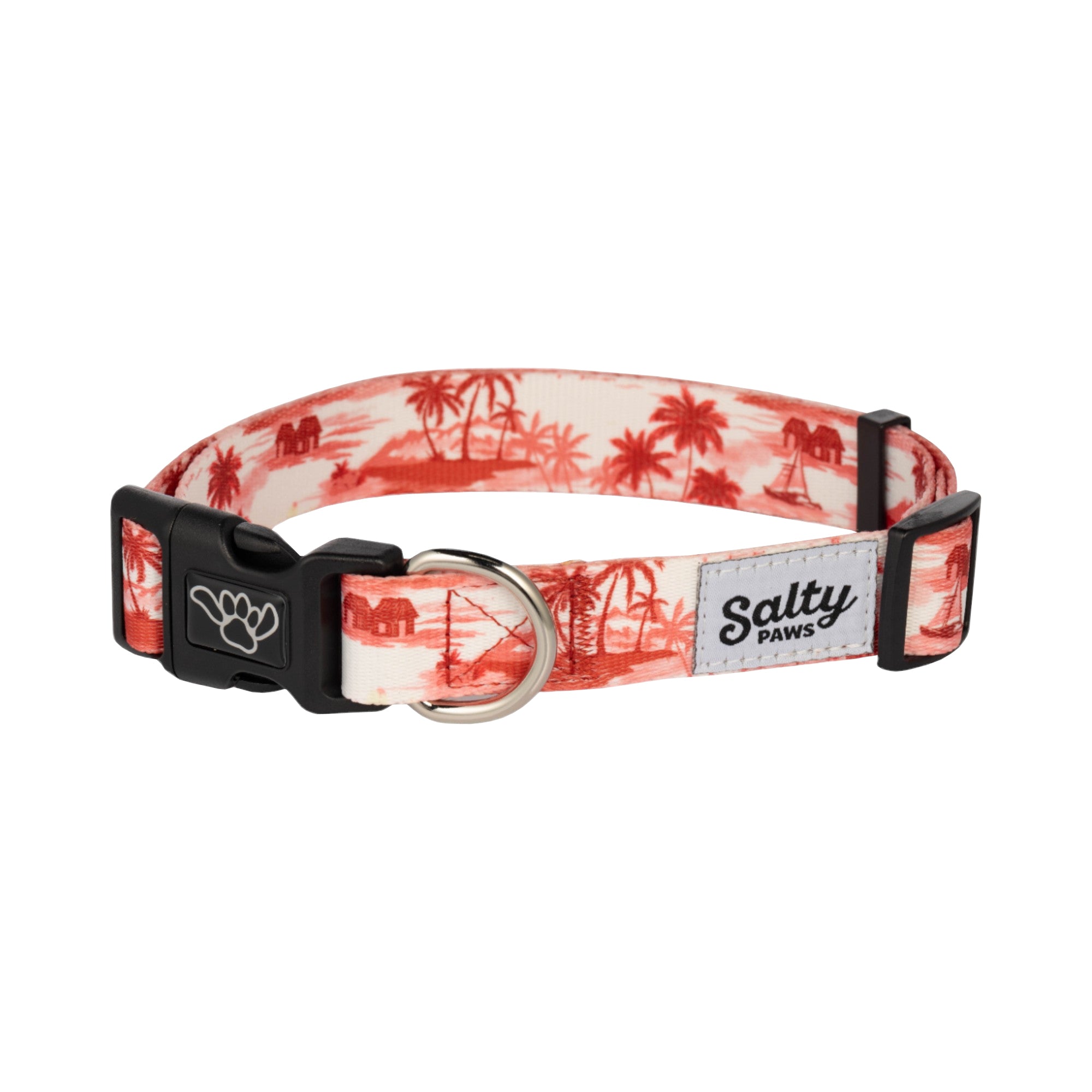 Salty Paws Surfing Dog Collar | Designs for Beach Dogs, Floral, Fishing, Surfing, Hawaiian, Red Aloha Shirt M