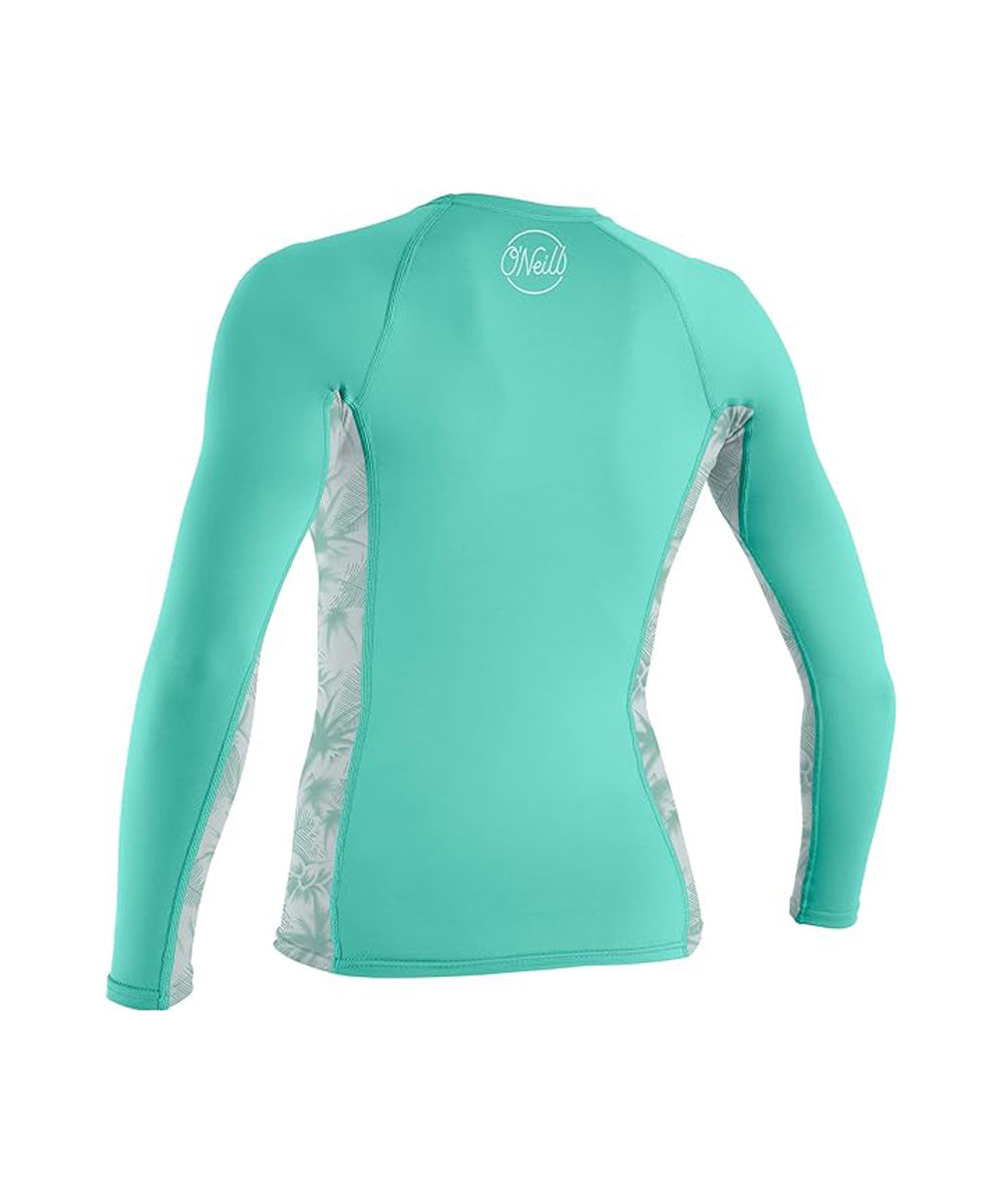 O'Neill Womens Side Print LS Rashguard Opal/MirTrop L