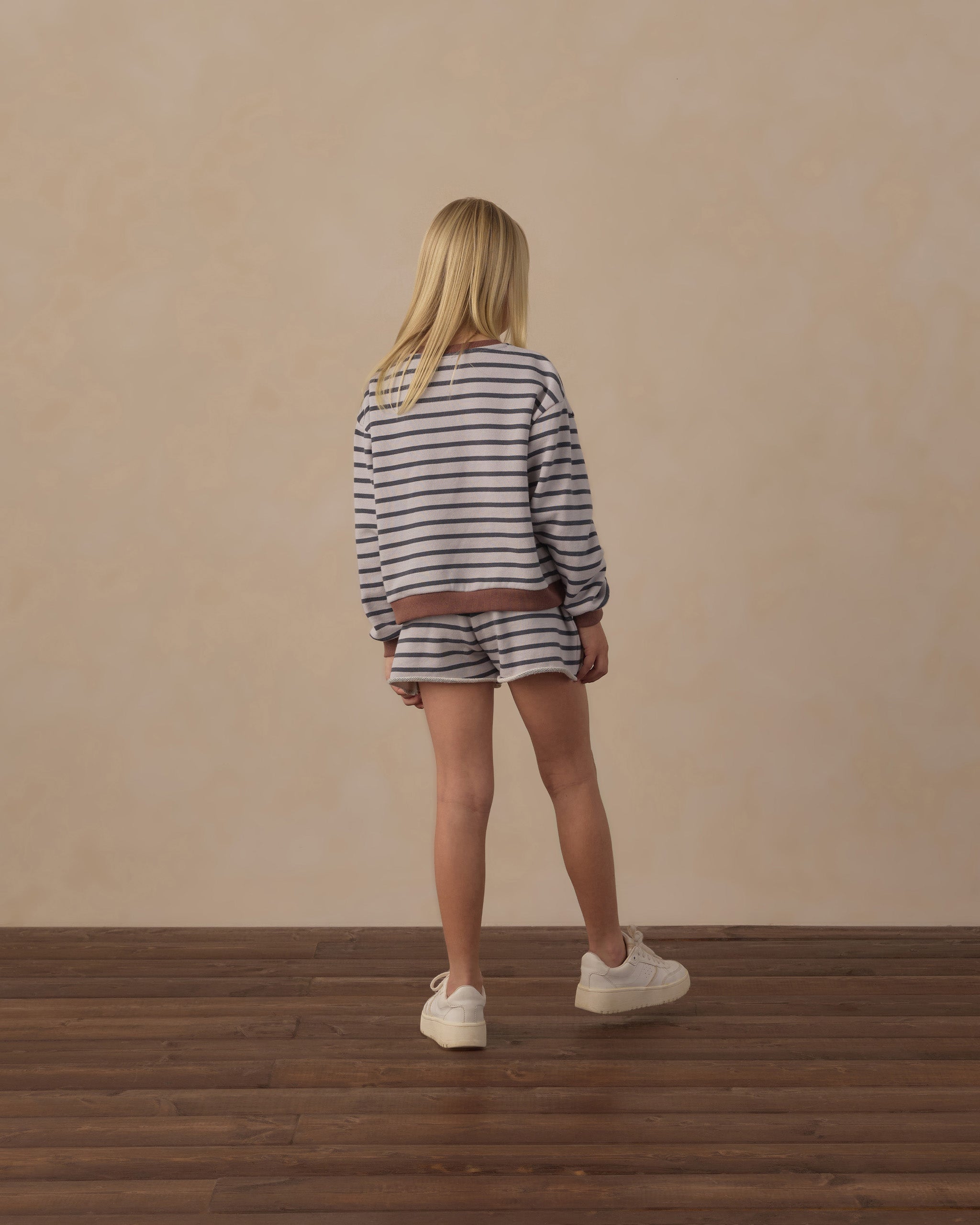 Rylee and Cru Sweat Short Midnight Stripe 10-11Y