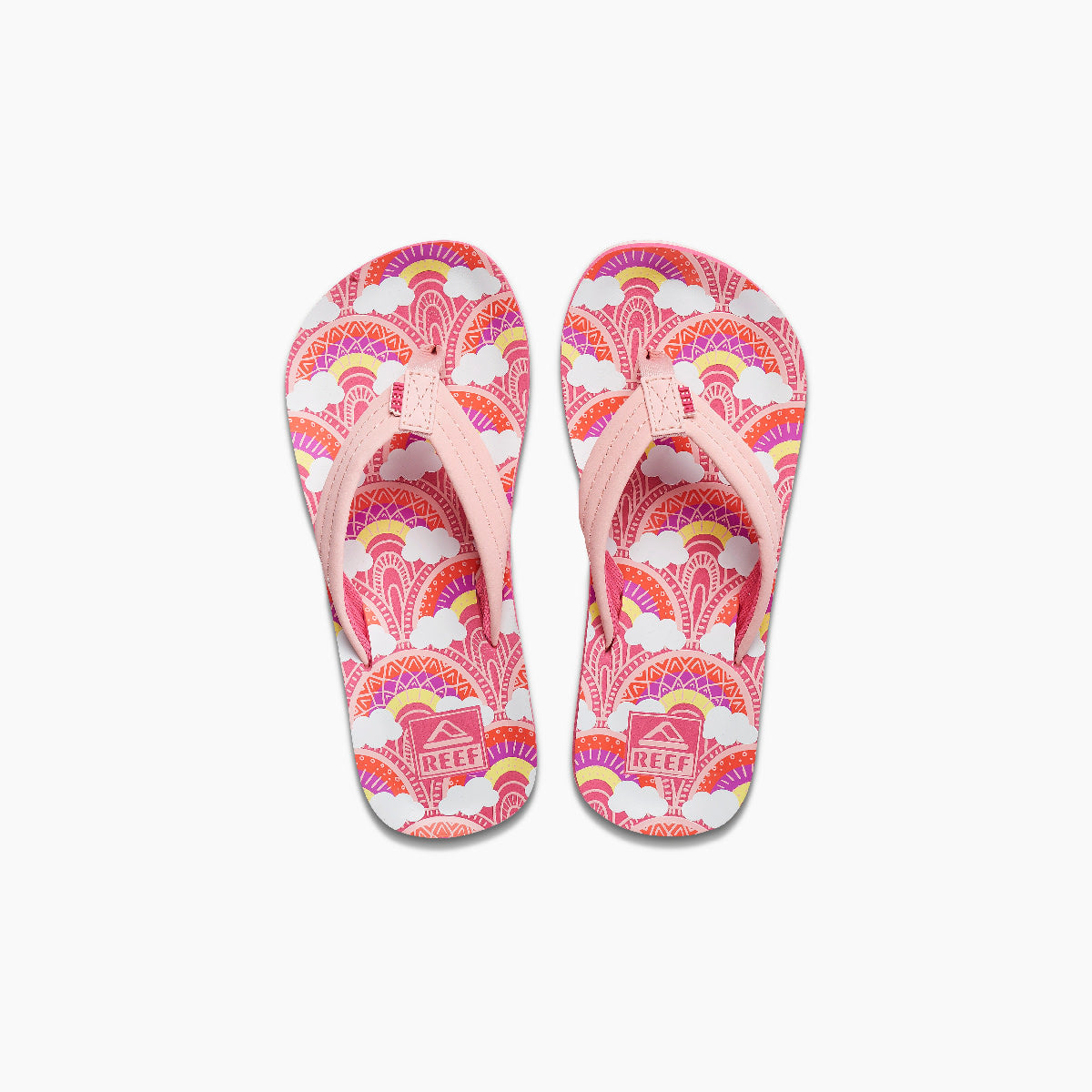Reef Ahi Girls Sandal Rainbows and Clouds 6 Y