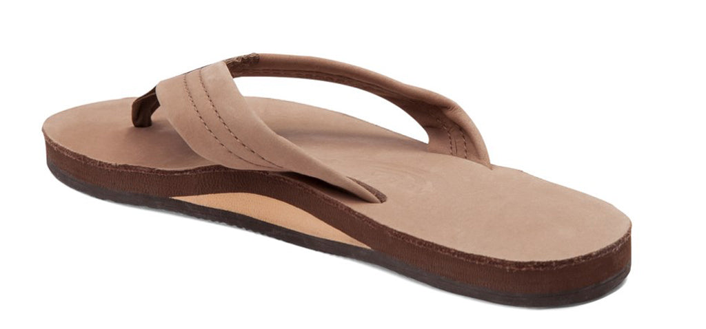 Rainbow Single Layer Leather Womens Sandal Dark Brown M