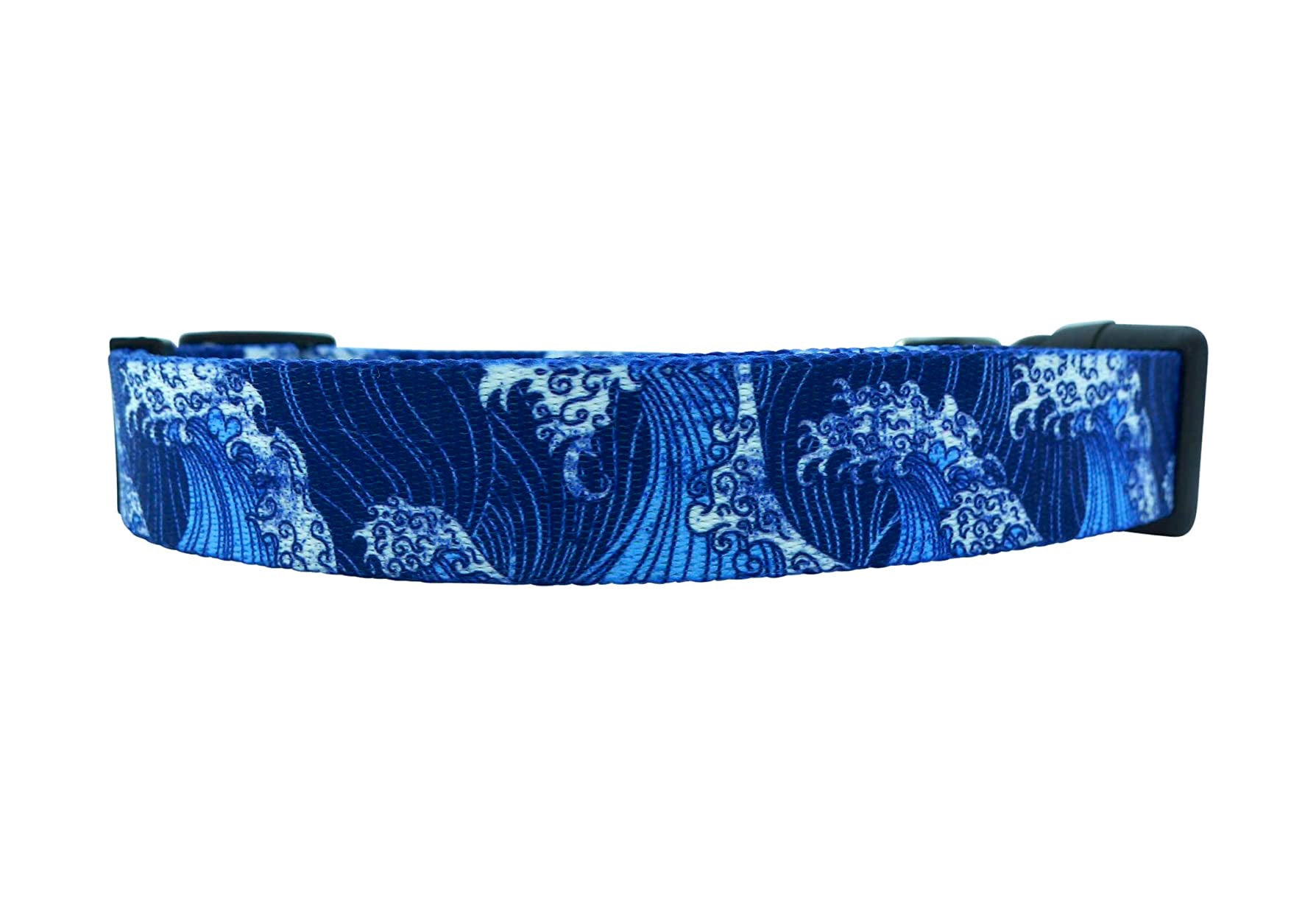 Salty Paws Surfing Dog Collar | Designs for Beach Dogs, Floral, Fishing, Surfing, Hawaiian, BlueWave S