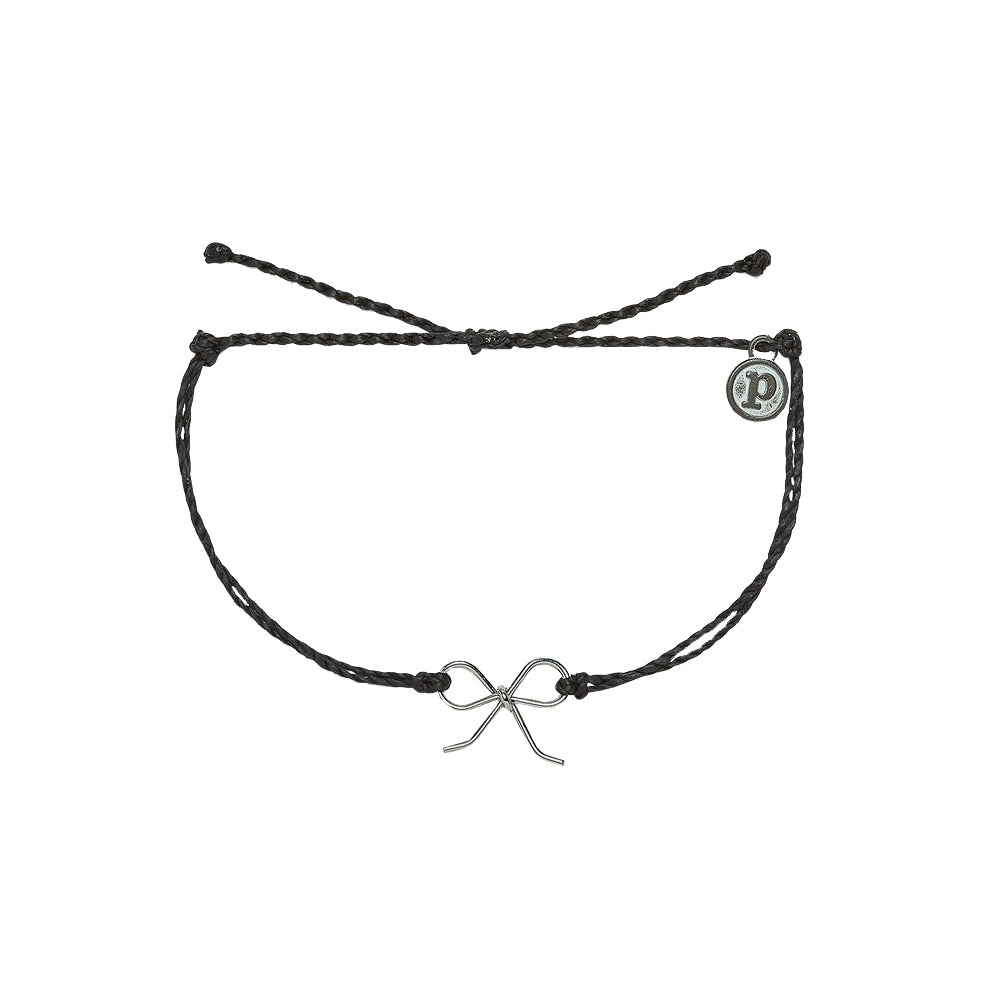 Pura Vida Bow Charm Silver Bracelet BLK OS