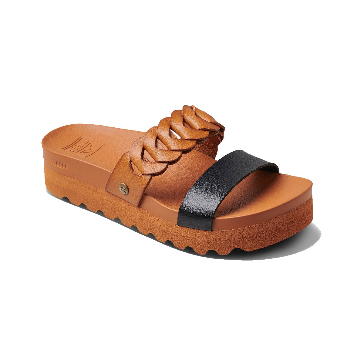 Reef Cushion Vista Hi Twist Womens Sandal Cognac-Black 5