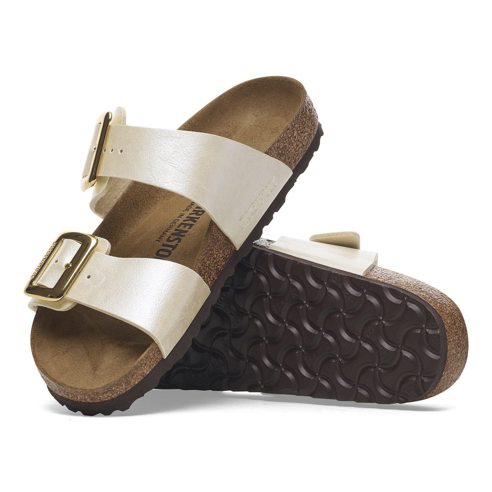 Birkenstock Sydney Luxe Buckle Womens Sandal Birko-Flor-Graceful Pearl White 9
