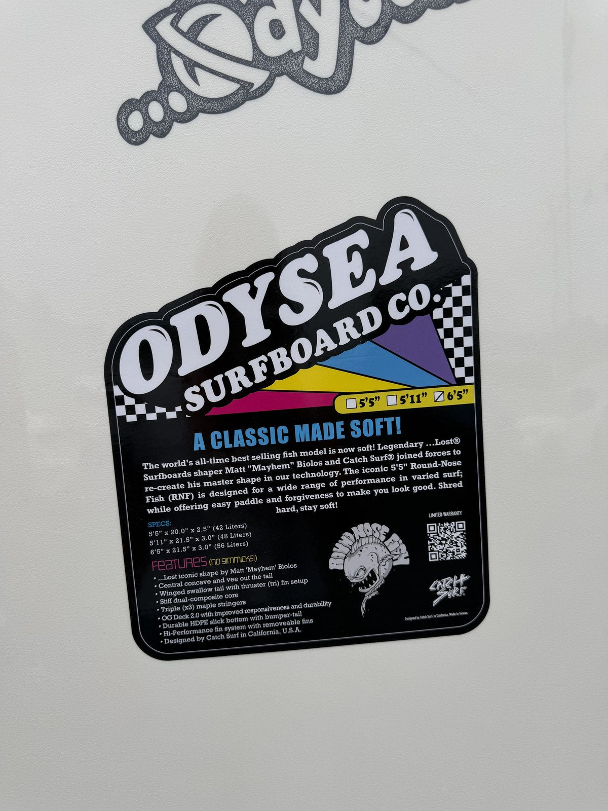 Odysea X Lost RNF White25 6ft5in