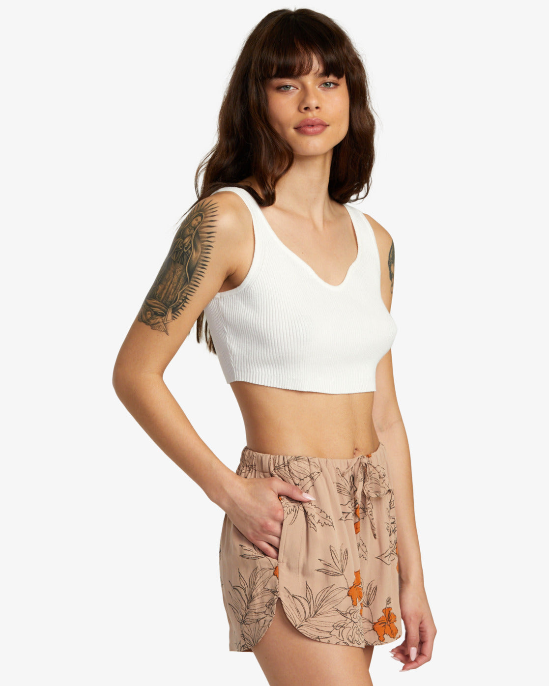 RVCA Roundabout Sweater Tank WHT S