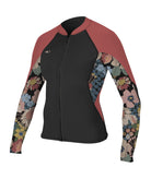 O Neill Bahia 1.5mm Womens Front Zip Wetsuit Jacket HH9-Black-Twiggy-Tearose 8